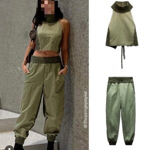 Zara Olive Green Crop Top